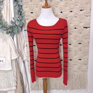 Express Red and Black Striped scoop neck sweater size S